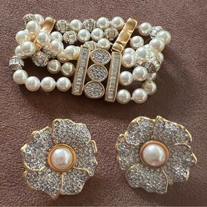 Vintage 1983 Swarovski crystal earrings and bracelet